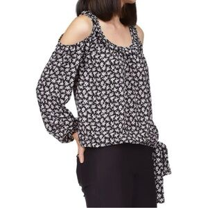 MICHAEL KORS Floral Blouse with Cold Shoulder Long Sleeves